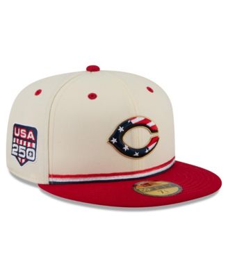 Men's Cream/Red Cincinnati Reds USA 250 Fourth of July 59FIFTY Fitted Hat