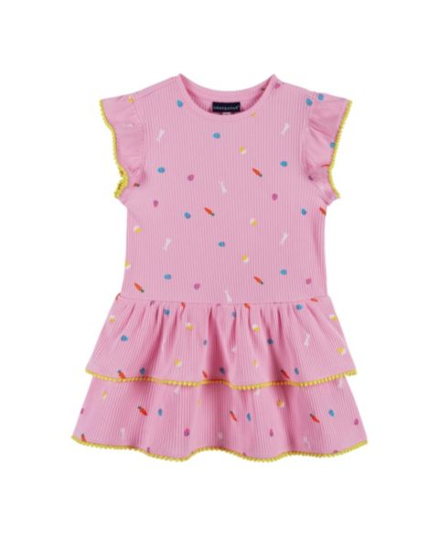 Платье Andy & Evan /Child Rib Tiered Dress для девочек, цвет: Розовый