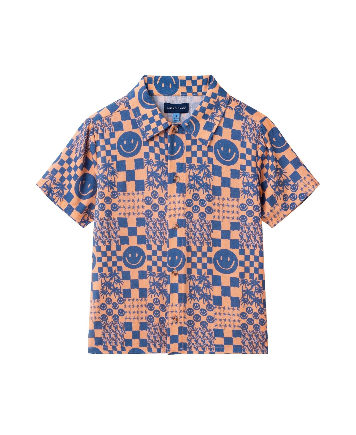 Andy & Evan Little Boys Andy and Evan Andy and Evan Allover Smiley Print Buttondown and Shorts Set
