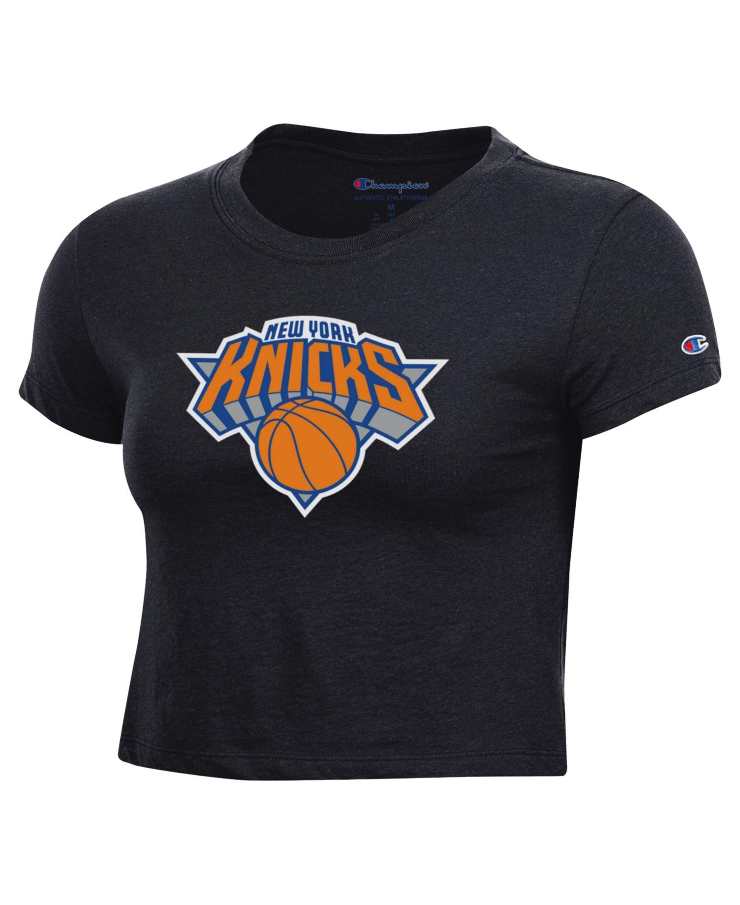 Women's Black New York Knicks Primary Logo Cropped T-Shirt