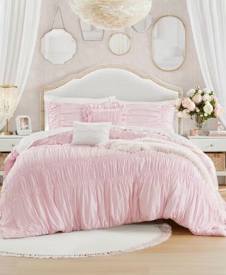Ivy Ruched Bow Tie 5-Piece Comforter Set, Full/Queen