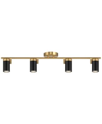 4-Light Heads LED Ceiling Track Light Fixture Kit GU10 Dimmable Directional Gold Black Modern Kitchen Bathroom 32 1/4" Wide