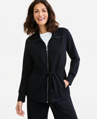 Petite Luxlounge Completer Collared Long-Sleeve Zip-Front Top
