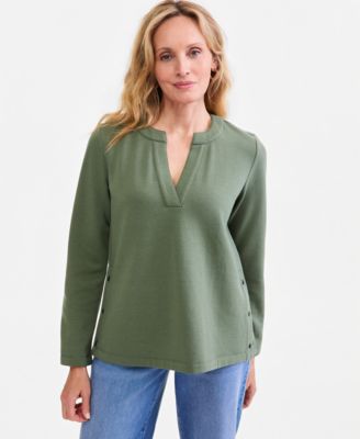 Women's LuxLounge Fleece Splitneck Top