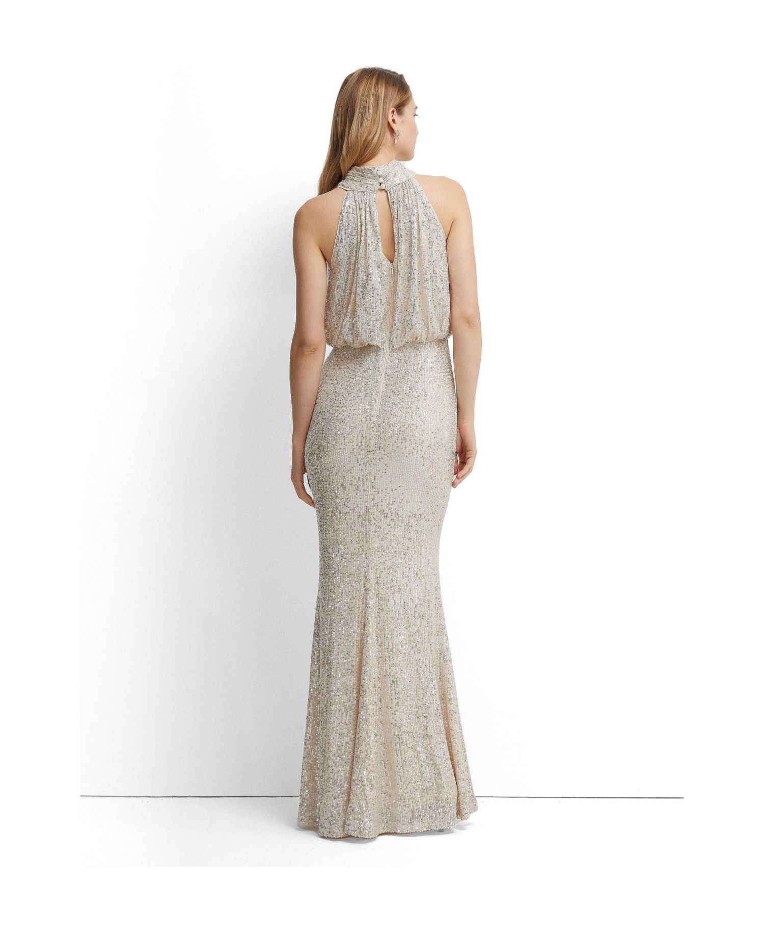 Women's Halterneck Sequin Bridesmaid Maxi Dress