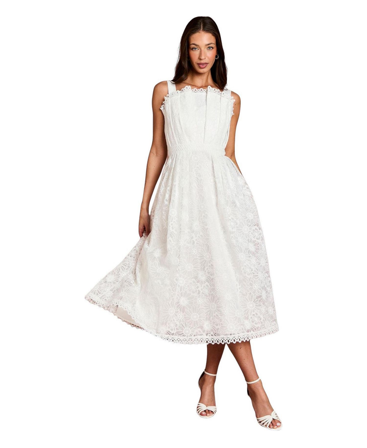 Women's Embroidered Lace Midi Dress