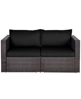 2Piece Patio Rattan Corner Sofa Sectional Furniture Set