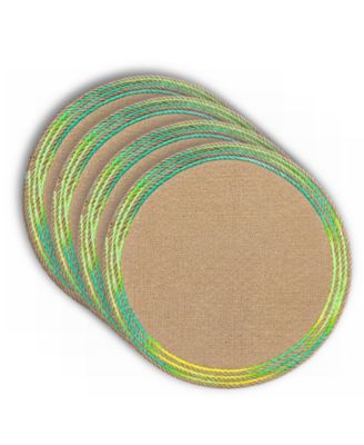 Key West 15" Round Natural Jute Multicolor Placemats Set of 4 - Durable Table Mats