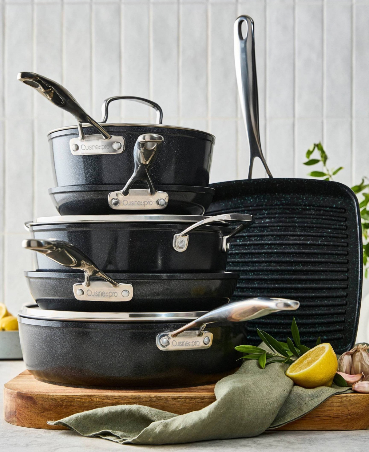 Cuisine::pro Green Stone Aluminum 9-Piece Cookware Set