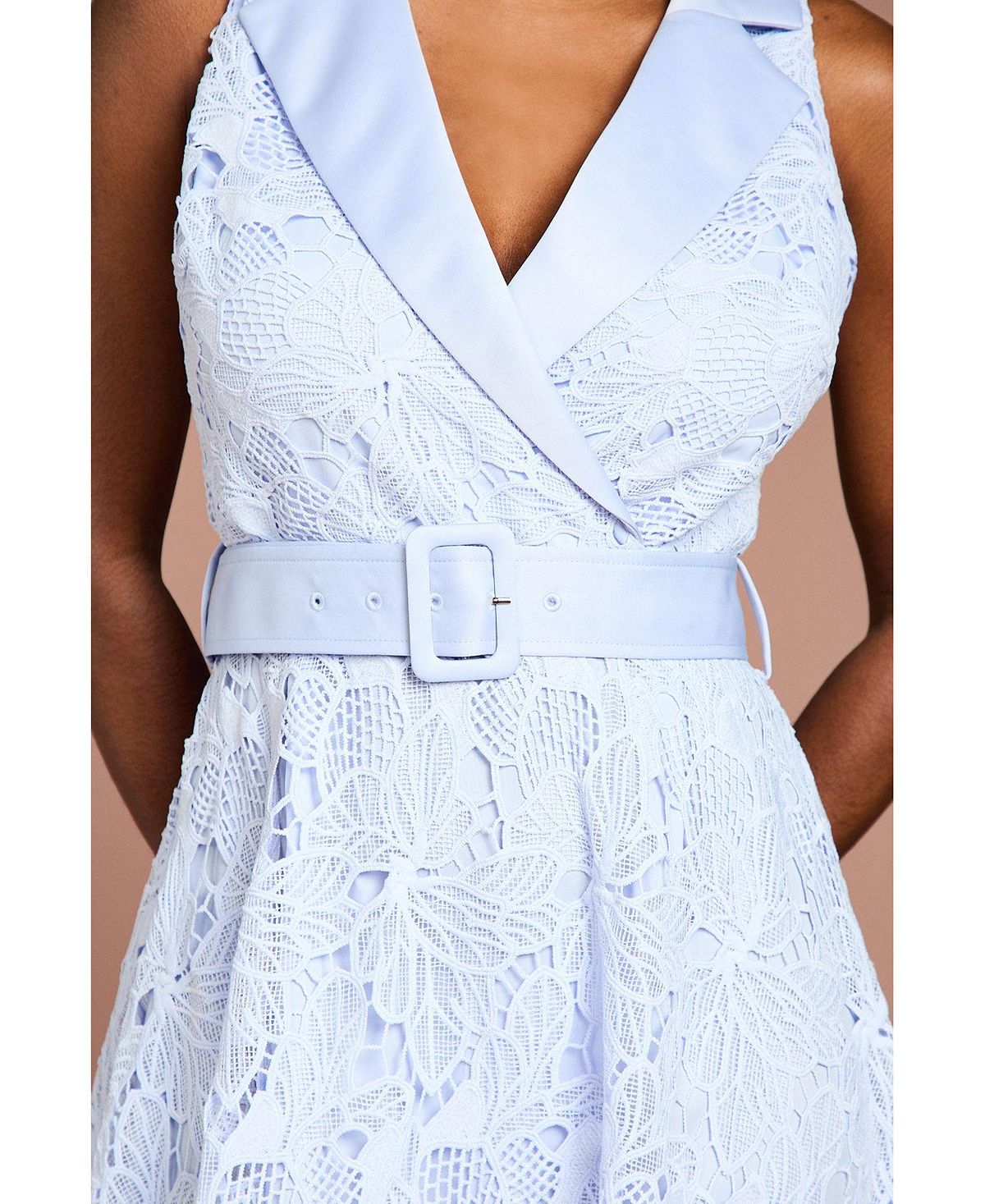 Coast Women's Satin Trim Lace Collard Midi Dress view 4 — MAYCSS fashion products
