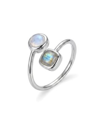 Silver Plated Labradorite and Moonstone Wrap Ring