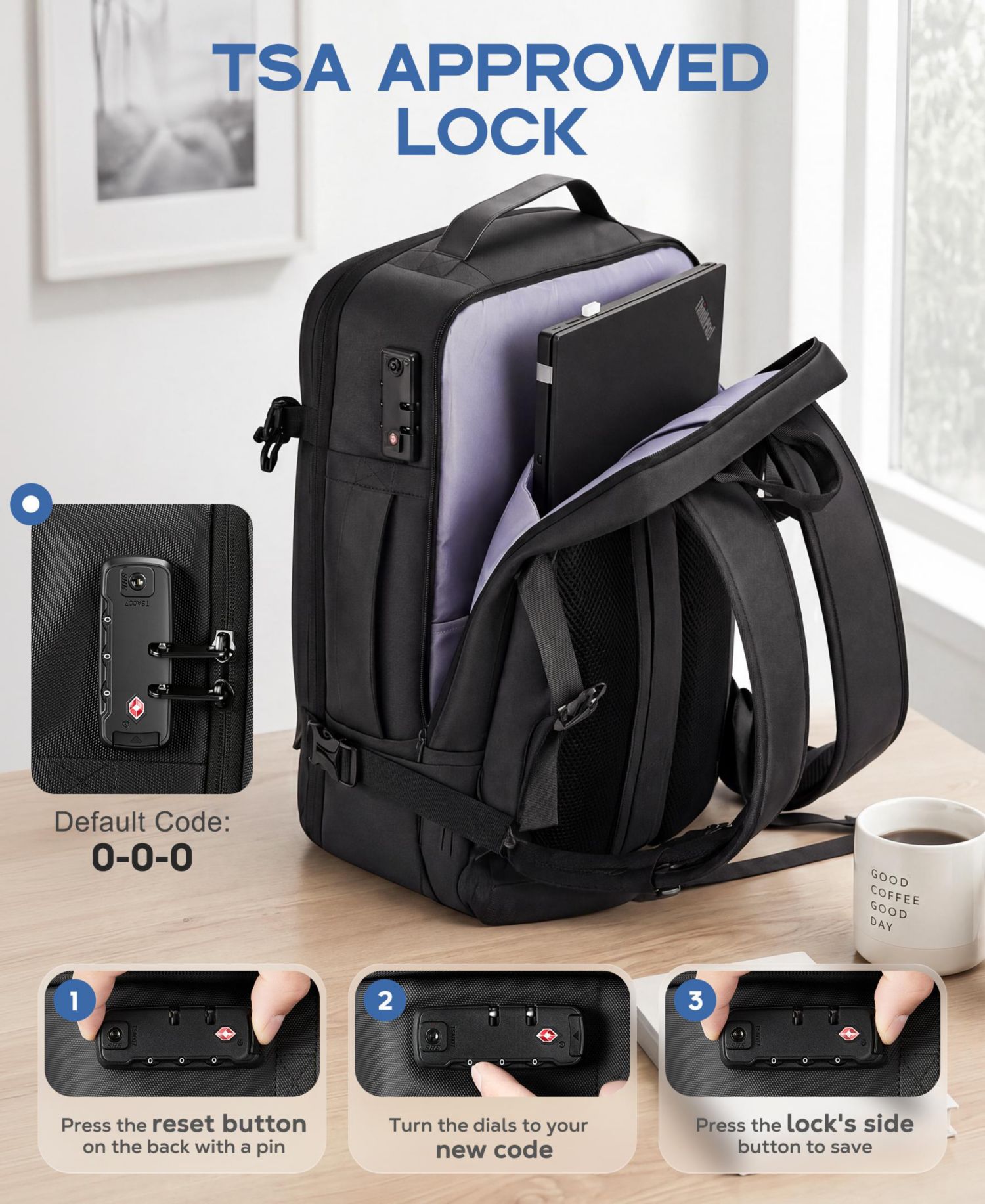 Expandable Travel Backpack with USB Charging Port, 20 to 30 Liters Carry On Backpack with Laptop Compartment, Water-Resistant Business Backpack