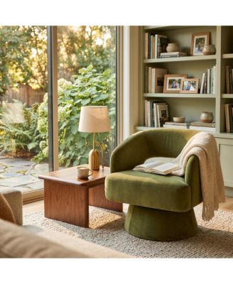 Modern Swivel Barrel Chairs, Soft Round Lounge Chairs, Hollowed Back, 360degree(s) Rotating Base for Living Room, Bedroom, Vanity, Reading Nook