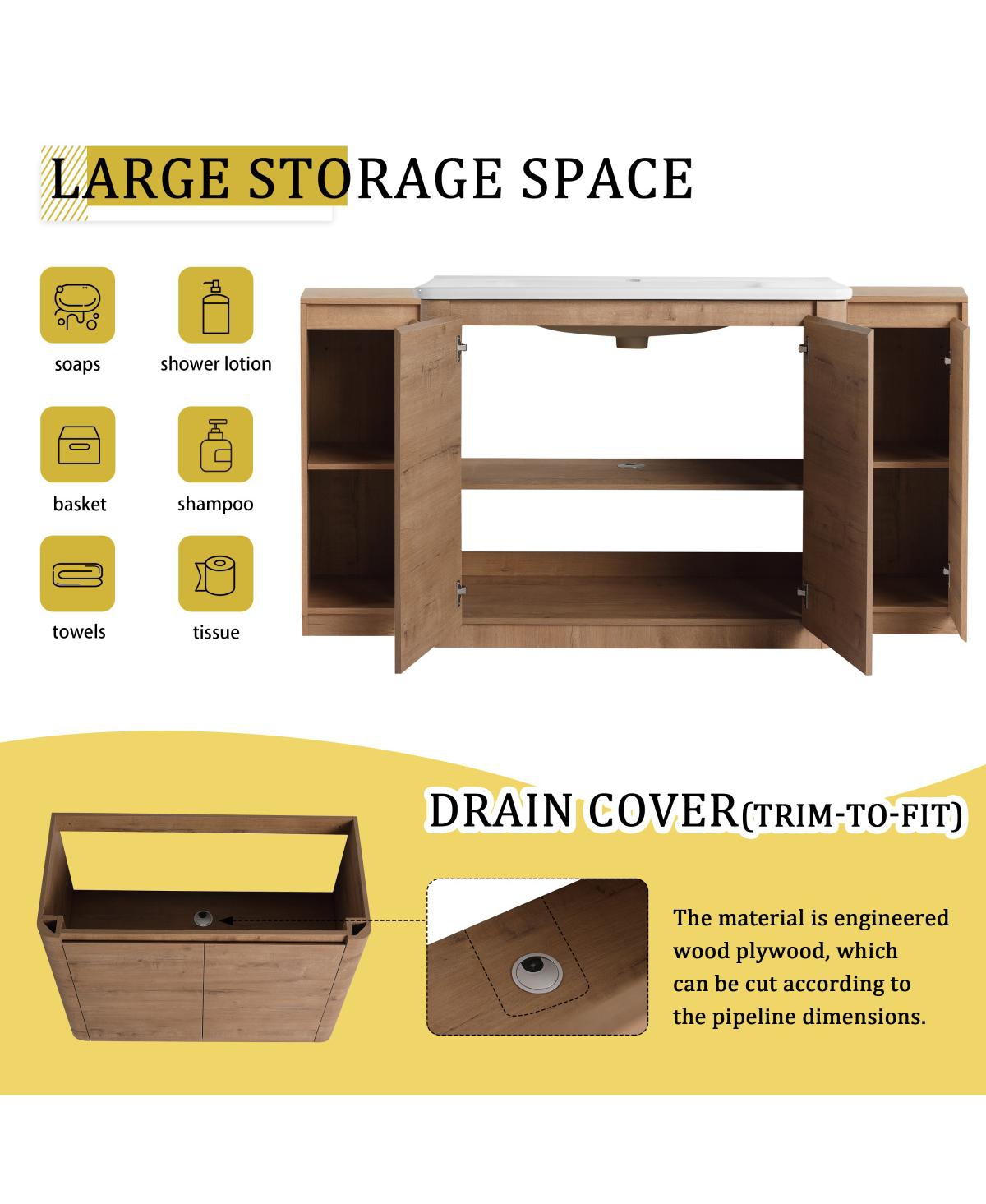 Sillysis Modern Bathroom Vanity with Ceramic Sink, Freestanding Storage Cabinet, Soft Close Doors