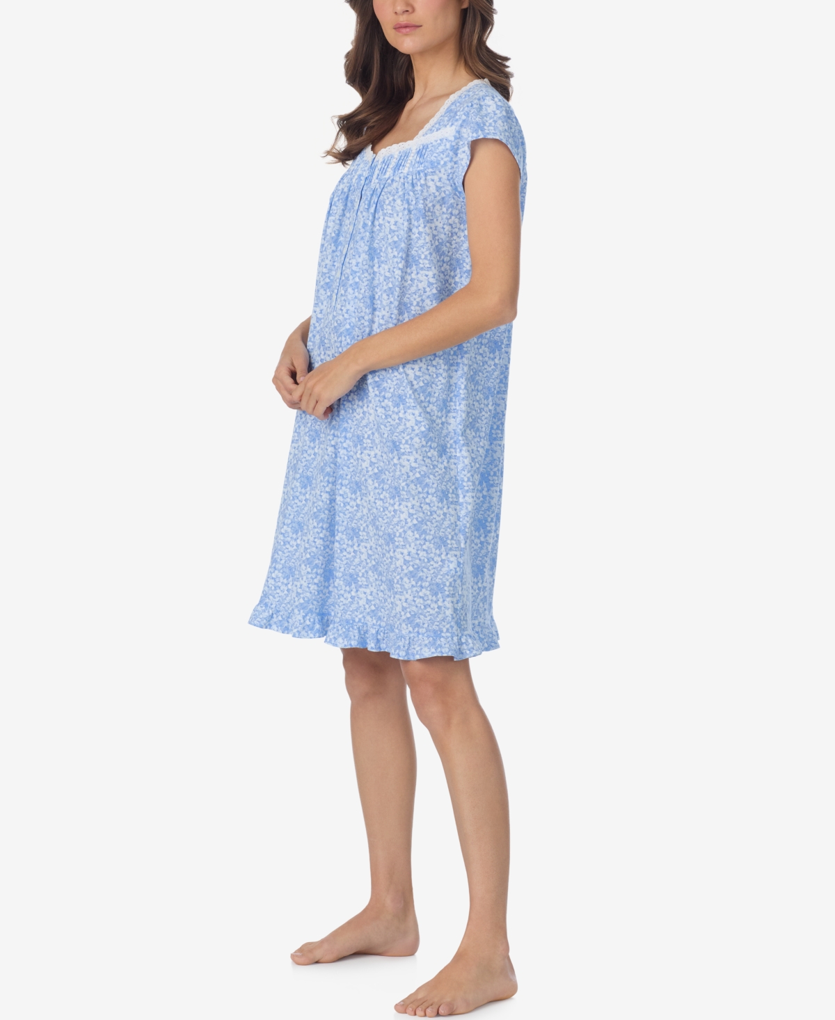 Eileen West Women's Floral Print Cap-Sleeve Short Nightgown