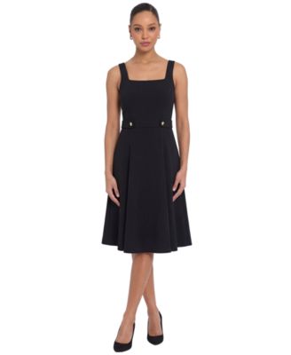Women's Square Neck Sleeveless Fit and Flare Dress