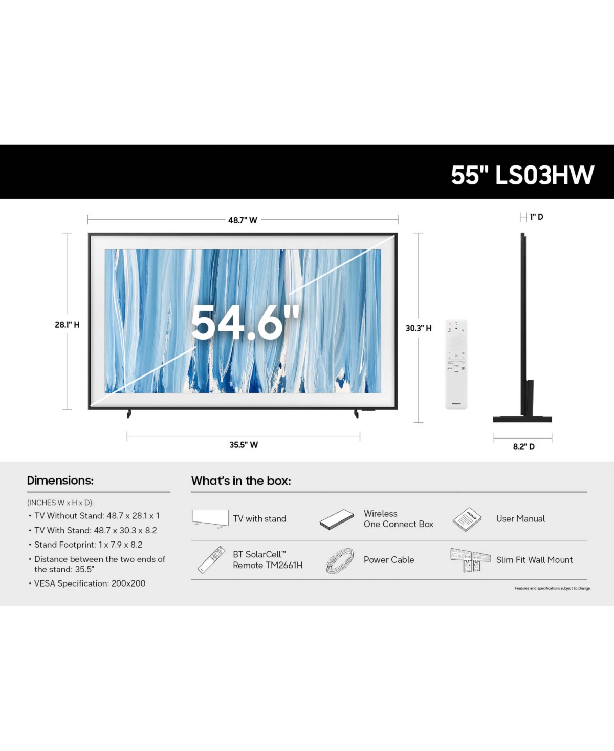 Samsung QN55LS03HWFXZA 55" The Frame Pro Neo Qled 4K Smart Tizen Tv with Year Amber Protection Plan (2026