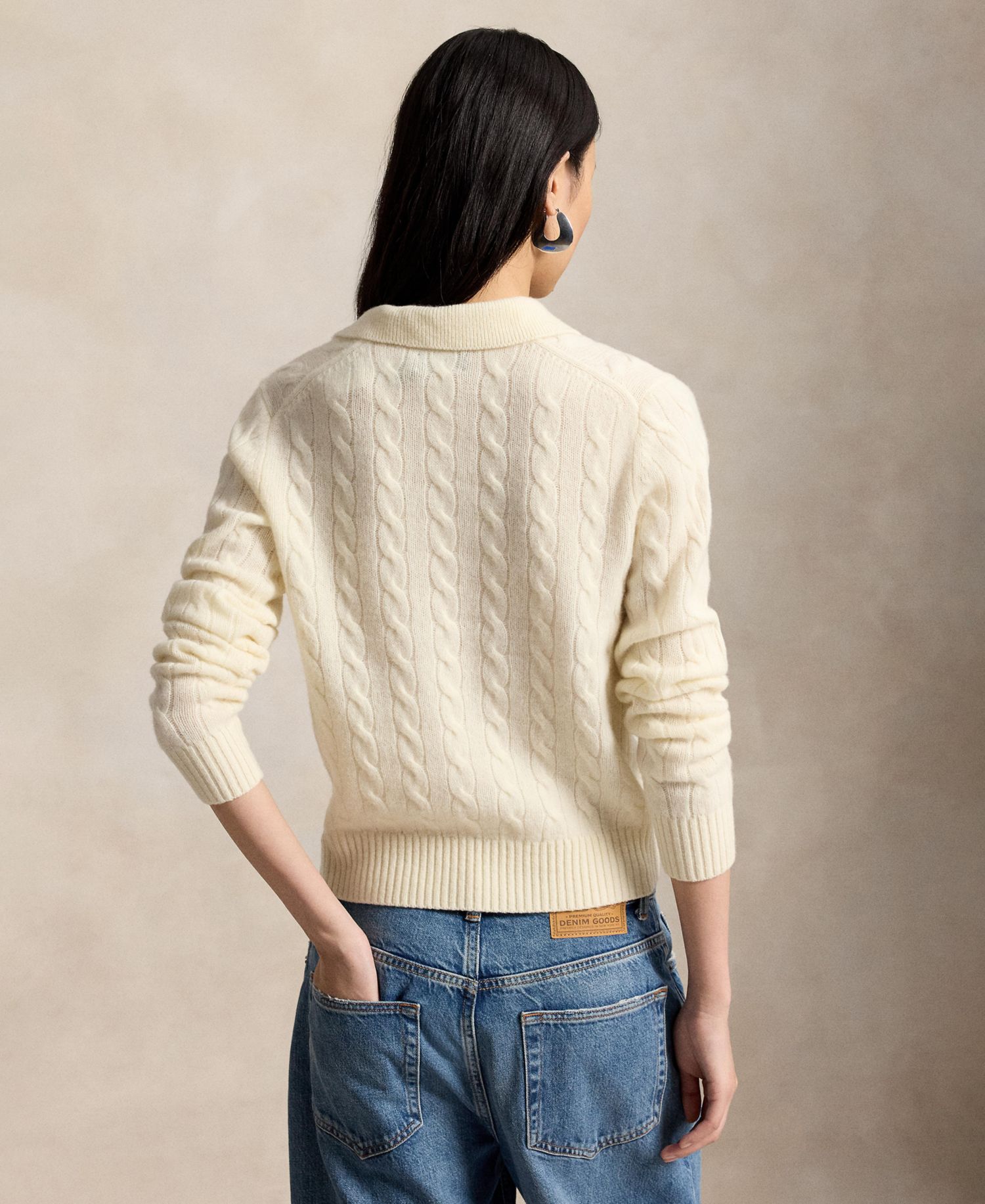 Women's Cable-Knit Long-Sleeve Wool-Cashmere Sweater