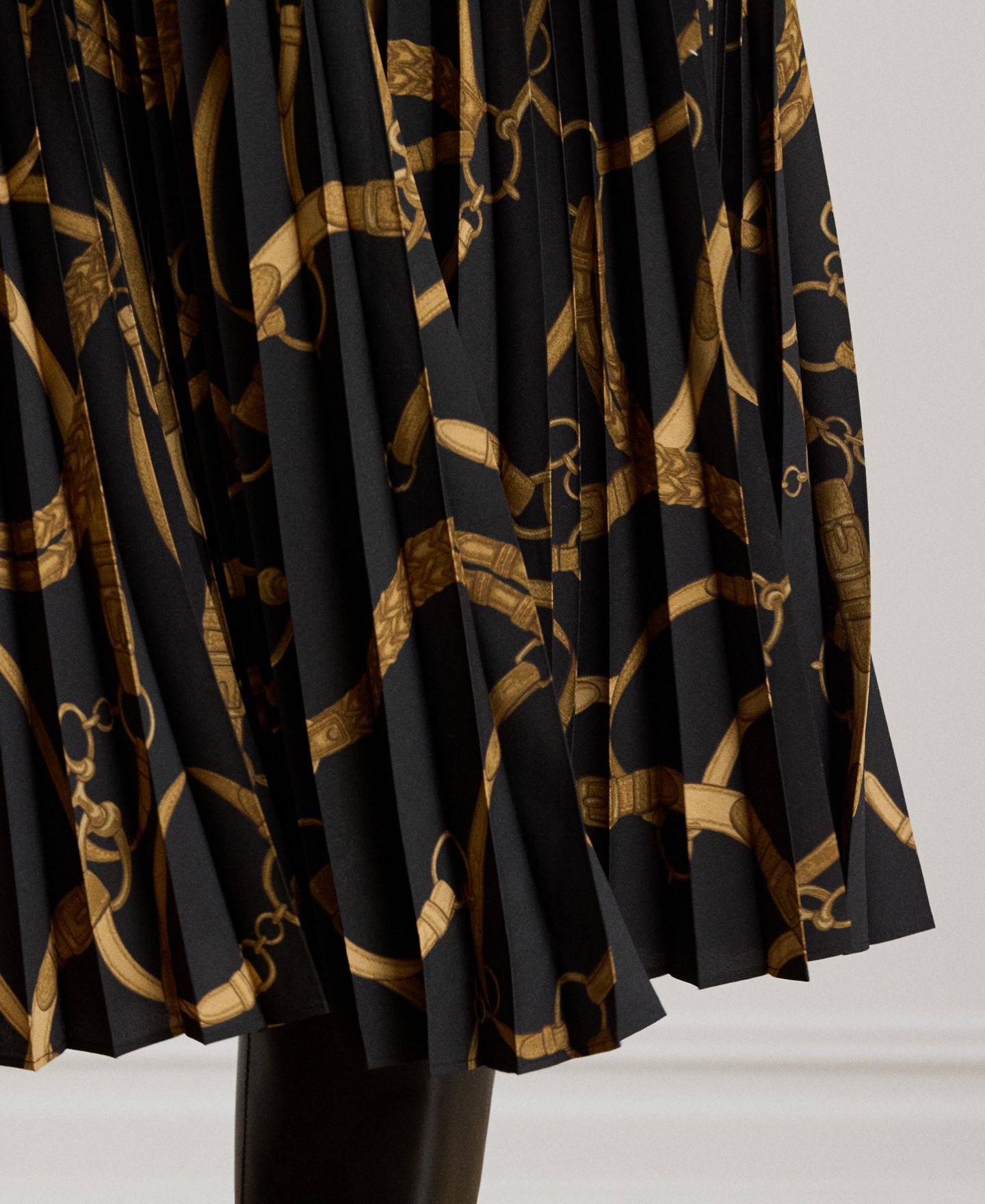 Женская юбка Lauren Ralph Lauren Belting Print Pleated, цвет: Чёрный / Рыжевато-коричневый — фото 6