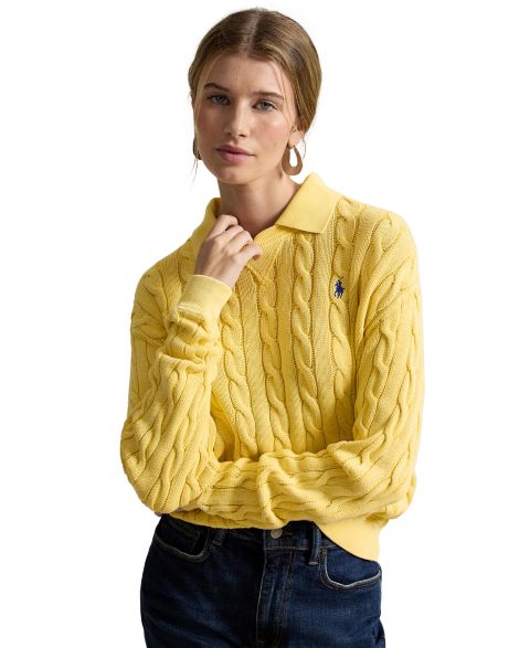 Женский свитер Polo Ralph Lauren Cable-Knit Cotton Polo, цвет: Жёлтый