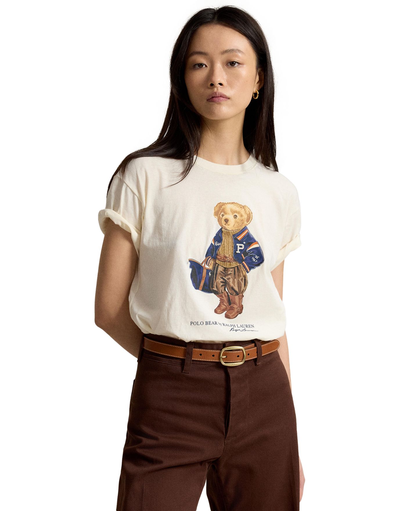 Женская футболка Polo Ralph Lauren Polo Bear Cotton Jersey T-Shirt, цвет: Тёплый белый — фото 1