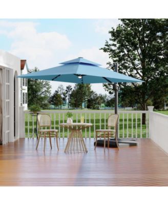 10Feet Cantilever Patio Umbrella With Solar LED Lights, 360degree(s) Rotation, Crank And Tilt, UV Protection