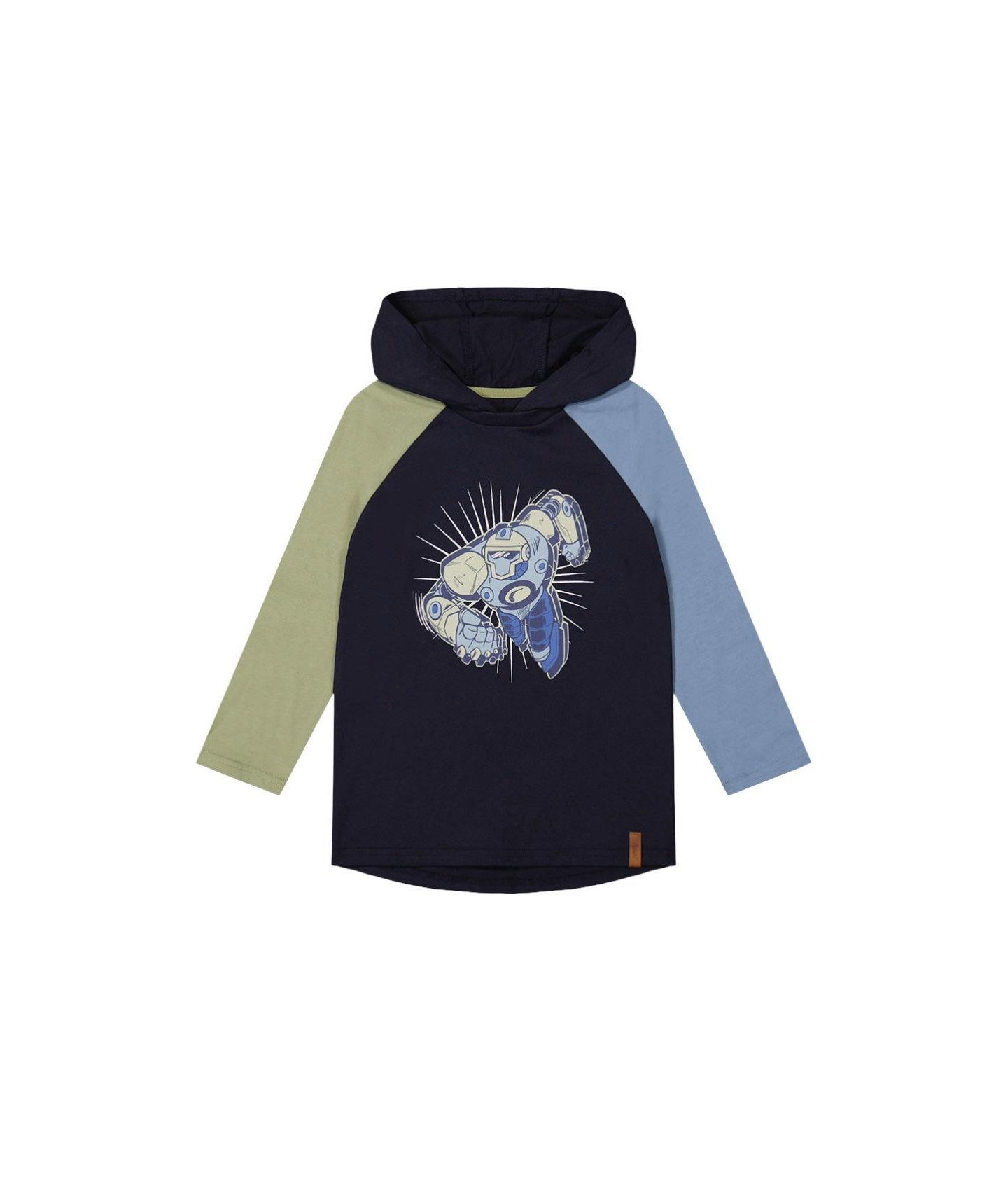 Футболка Deux par Deux Raglan Hooded для мальчиков-малышей, цвет: Синий / Зелёный — фото 1