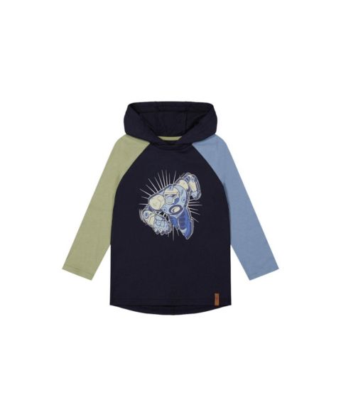 Футболка Deux par Deux Raglan Hooded для мальчиков-малышей, цвет: Синий / Зелёный