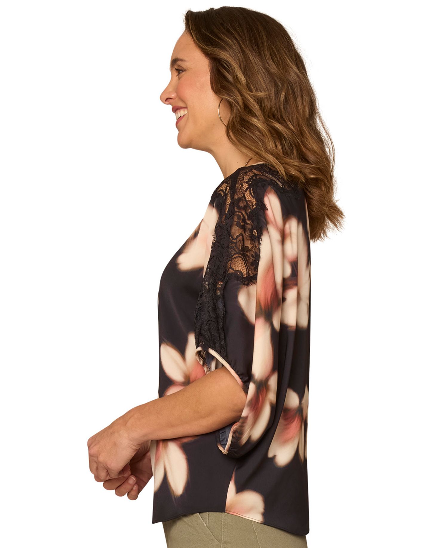 Petite Floral Print Pull-On Top