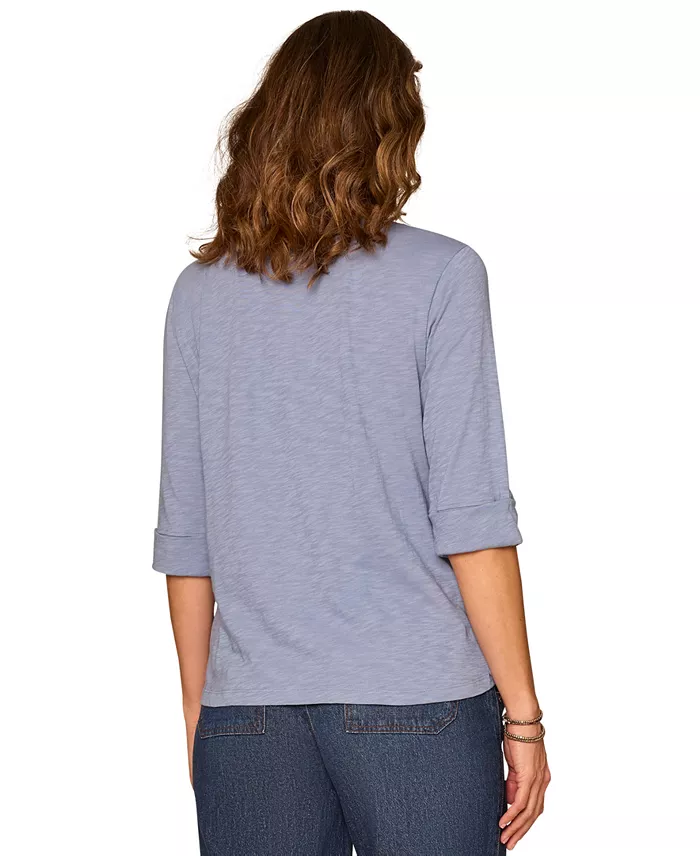 Petite Henley Neck Pull-On Knit Top - thumbnail 6