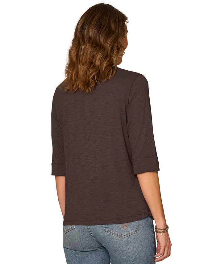 Petite Henley Neck Pull-On Knit Top - thumbnail 3