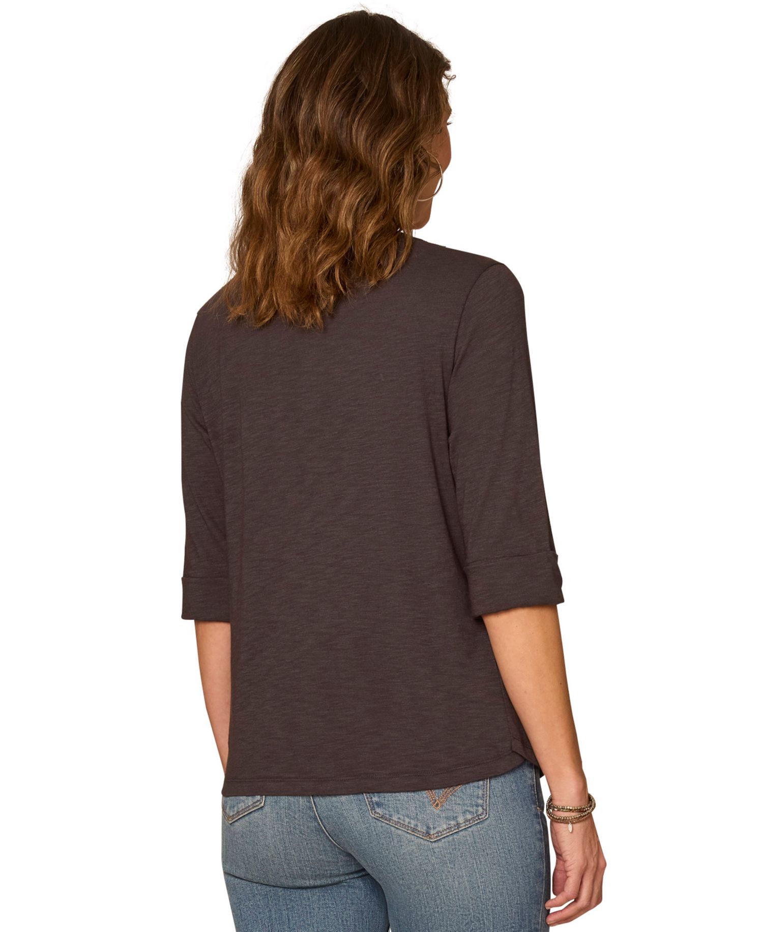 Petite Henley Neck Pull-On Knit Top