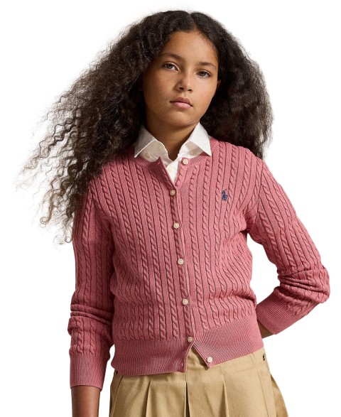 Polo Ralph Lauren Girls' 7-16 Mini-Cable Cotton Cardigan