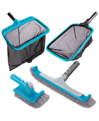 Pool Cleaning Kit Wall Brush Leaf Rake Skimmer Net
