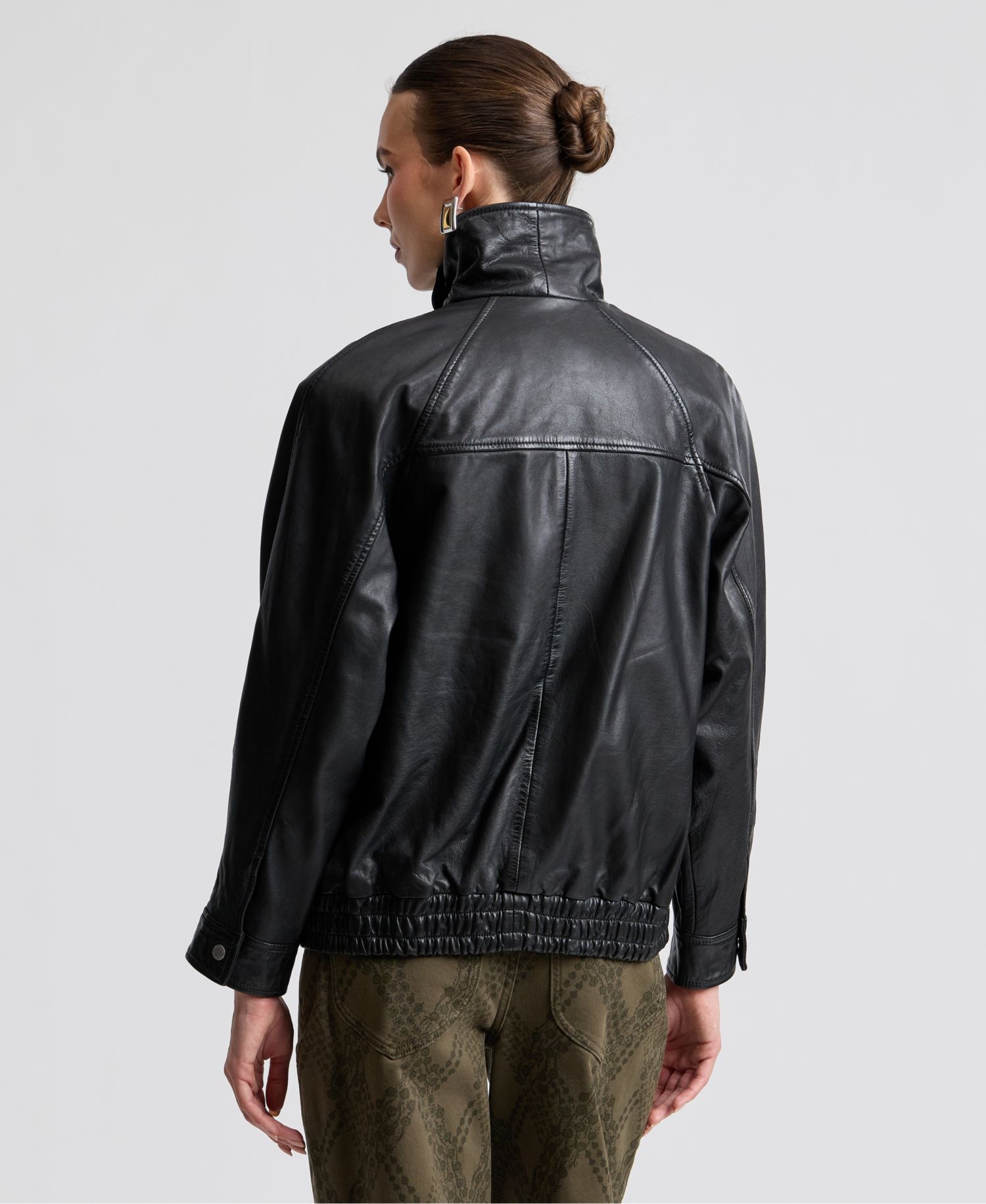 Women's Leather Bomber Coat