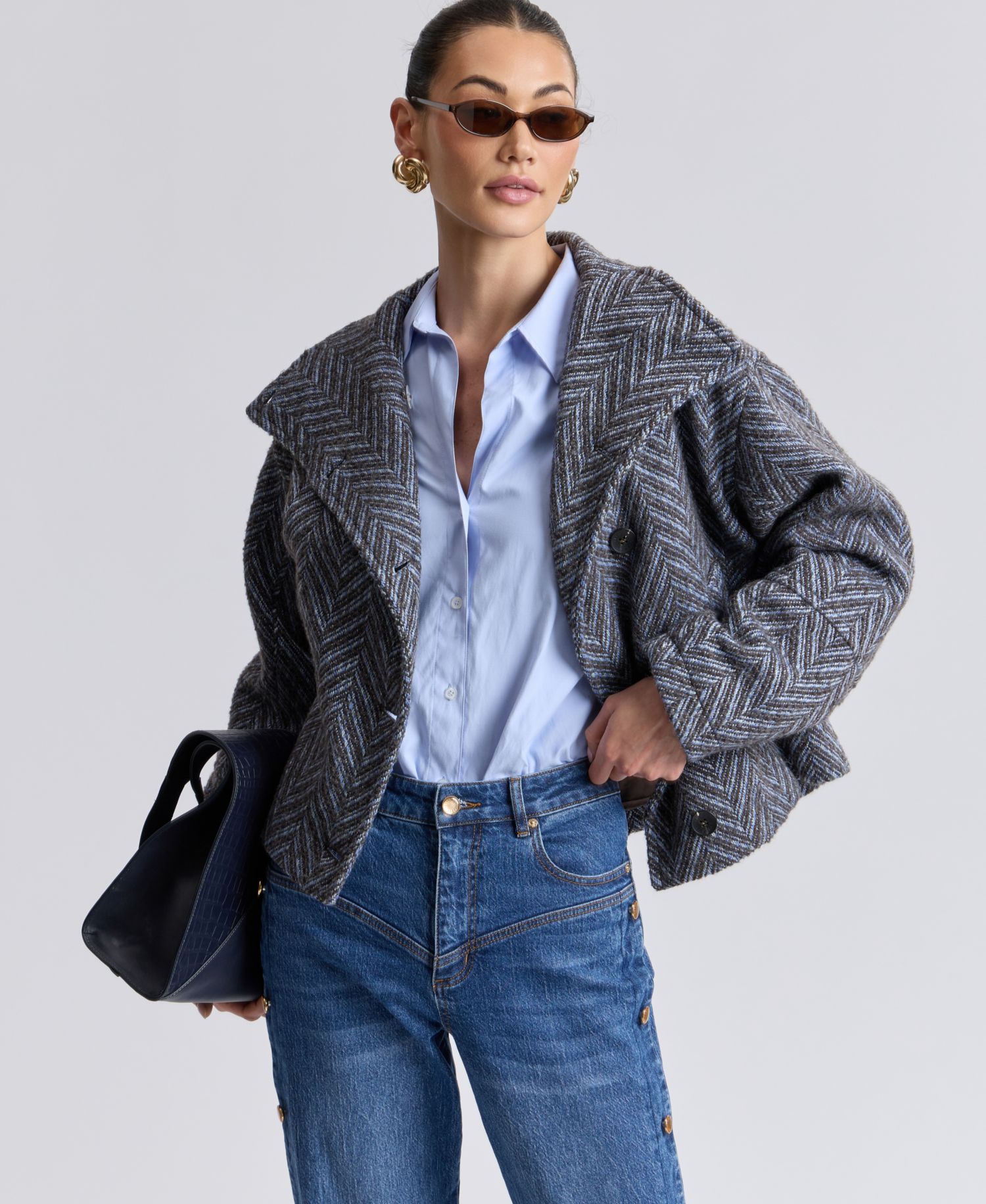 Women's Short Funnel Neck Wool Coat
