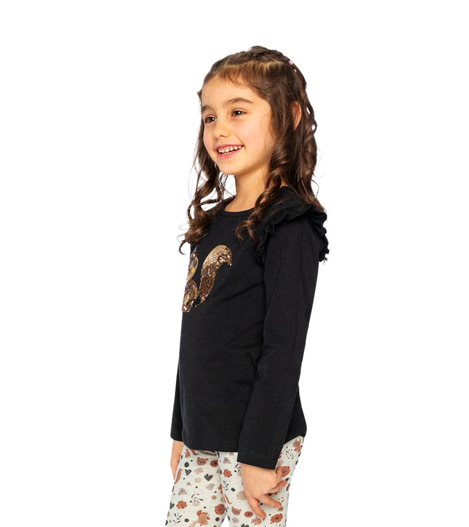 Big Girls 6- 14 Long Sleeve Organic Cotton Squirrel T-Shirt