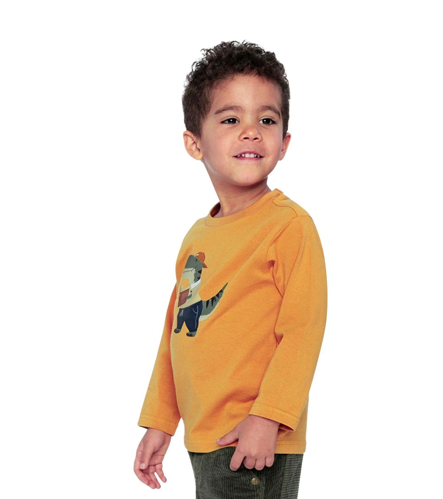 Little and Big Boy 6- 8 Long Sleeve Organic Cotton T-Shirt