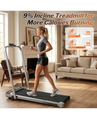 3 in 1 Under Desk Treadmill with Incline, Foldable Treadmills for Home, Walking Pad with Handle Bar for Walking and Jogging, with Remote Control