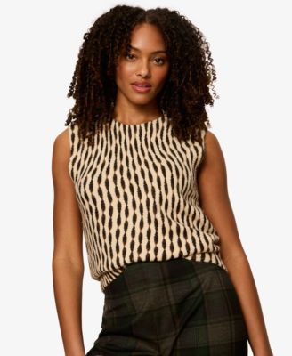 Petite Soft Printed Sleeveless Sweater
