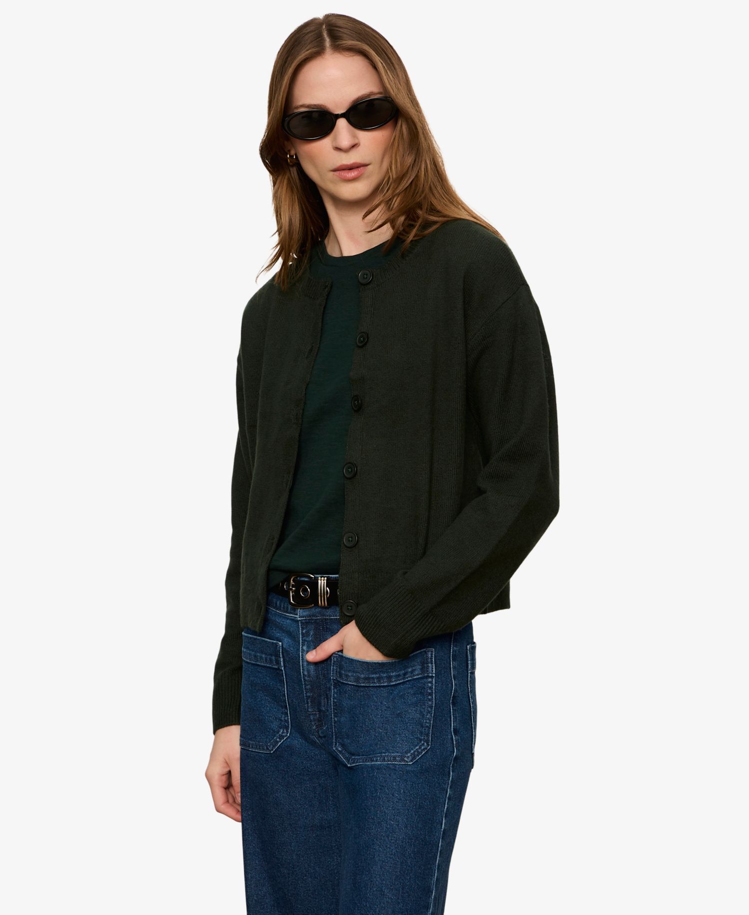 Petite Semi-Cropped Crewneck Sweater