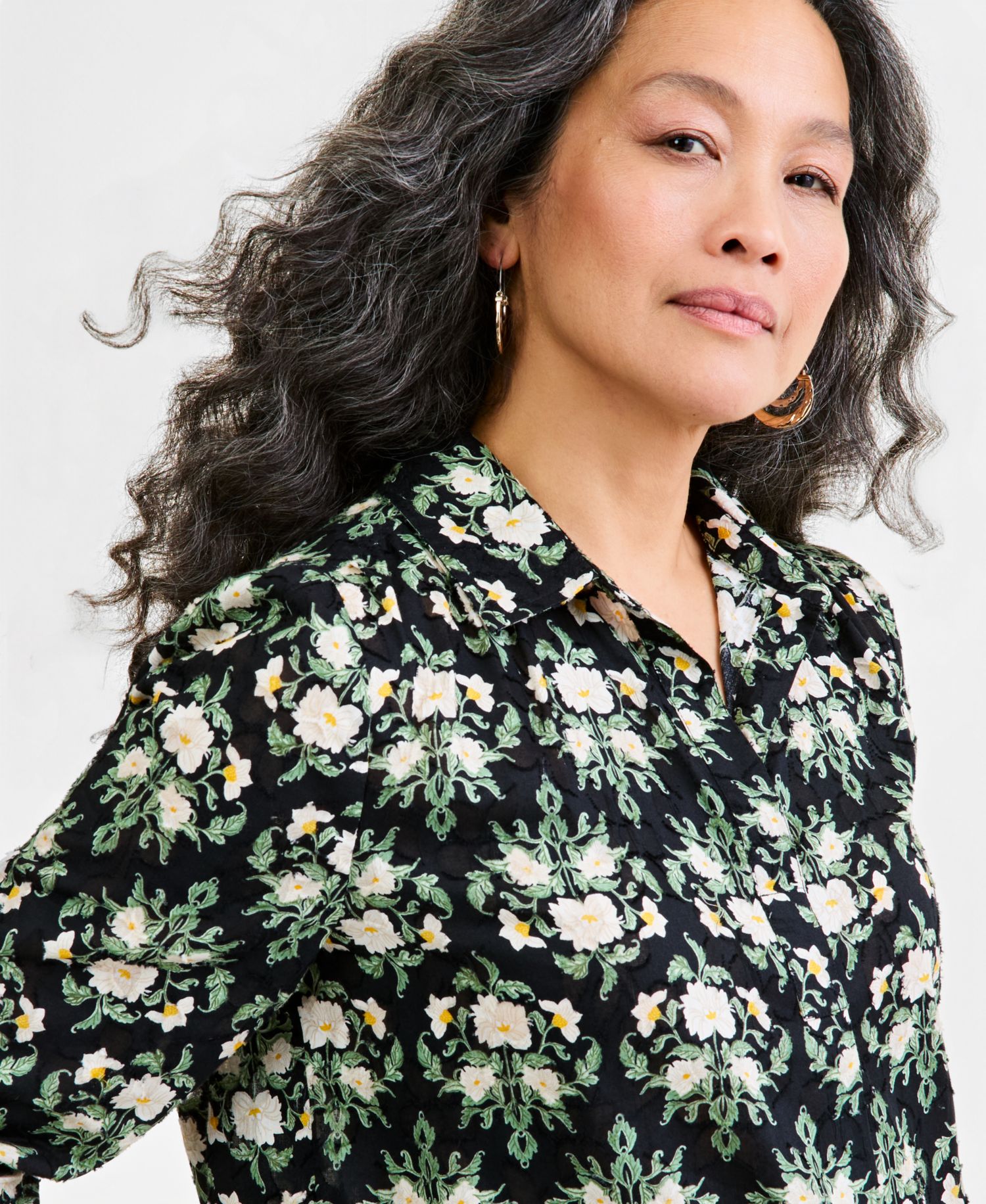 Petite Floral-Jacquard Top