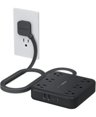  Extension Cord with Fast Charger, Surge Protector Power Strip with 6 Outlets and 4 USB Ports (2 USB C), 2100 Joules Protection, Flat Plug