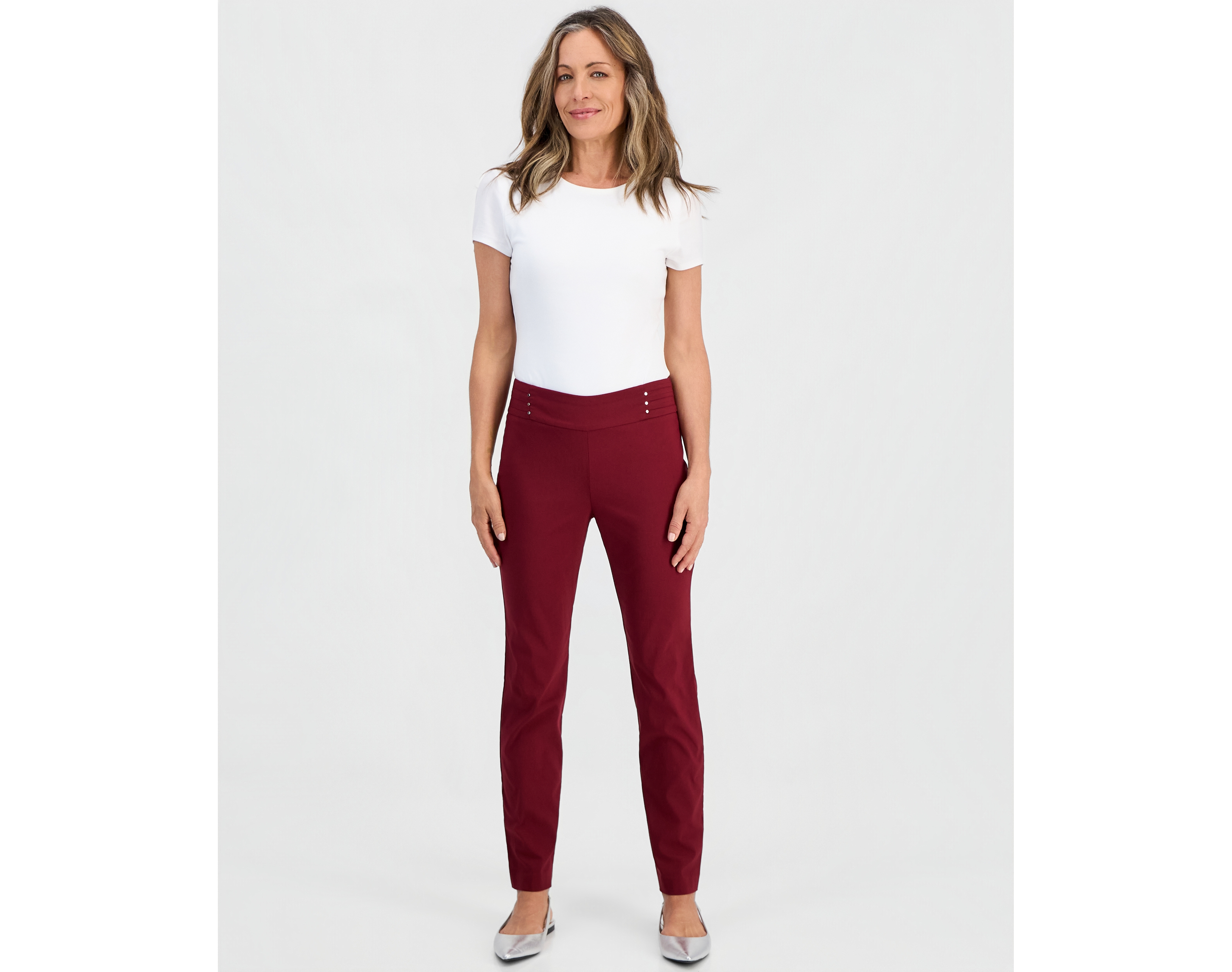 Jm Collection Petite Studded-Rivet Straight-Leg Pants, & Short, Created for Macy's