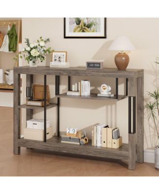 Long Console Table, Rustic Wood Grain Rectangular Sofa Table Behind the Couch, Farmhouse Entryway Table for Entrance, Hallway, Living Room 