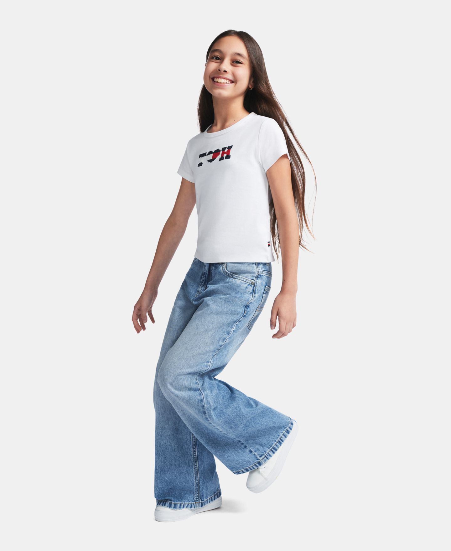 Футболка Tommy Hilfiger Embroidered Short-Sleeve для девочек, цвет: Белый — фото 3