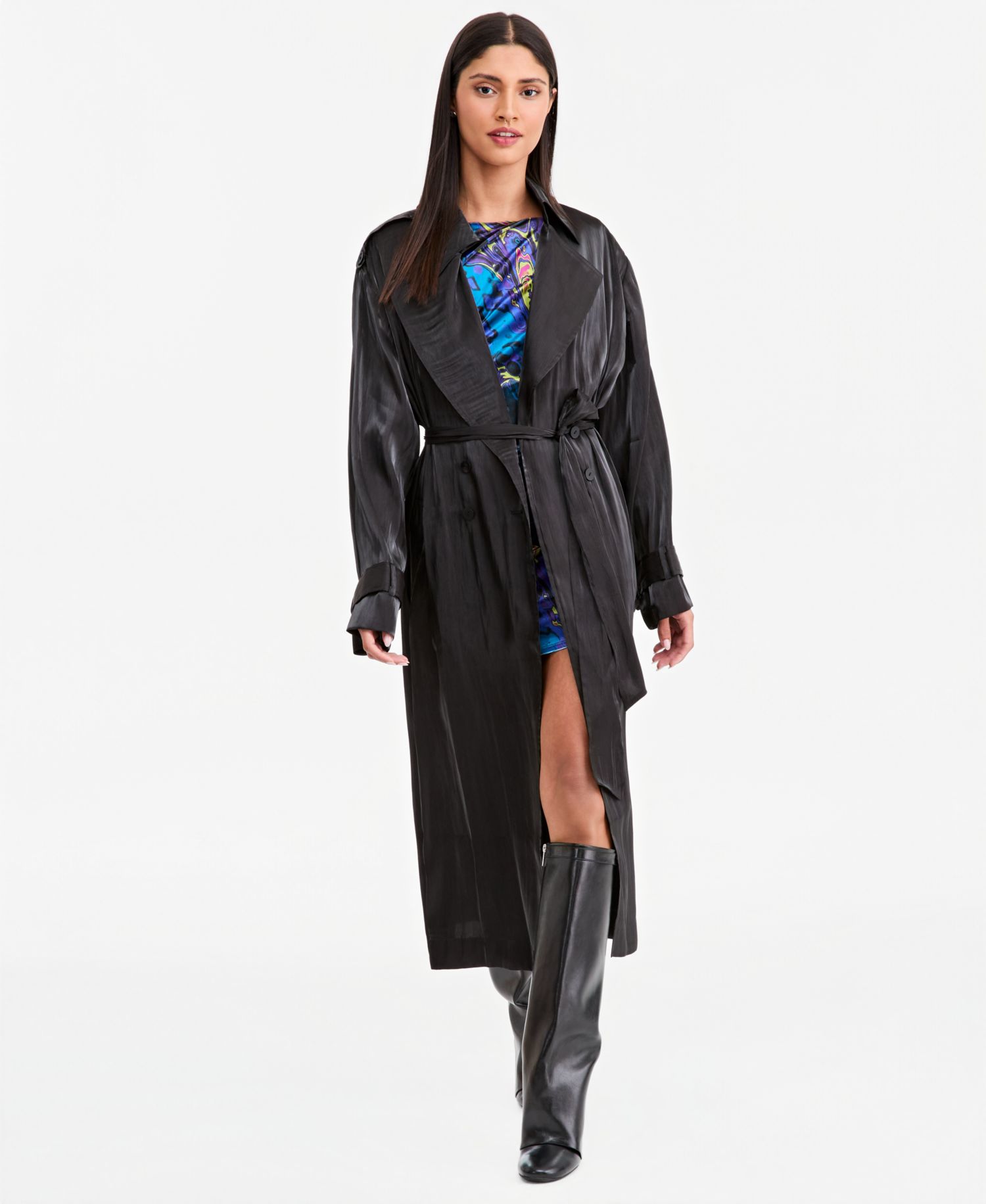 Women's Sheer Organza Double-Breasted Trench Coat