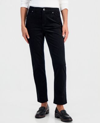 Petite Velveteen HR Straight High-Waist Pants
