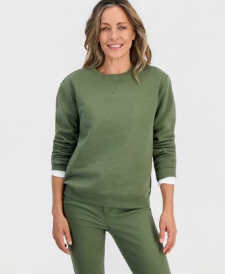 Petite Crewneck Long-Sleeve Fleece Sweatshirt