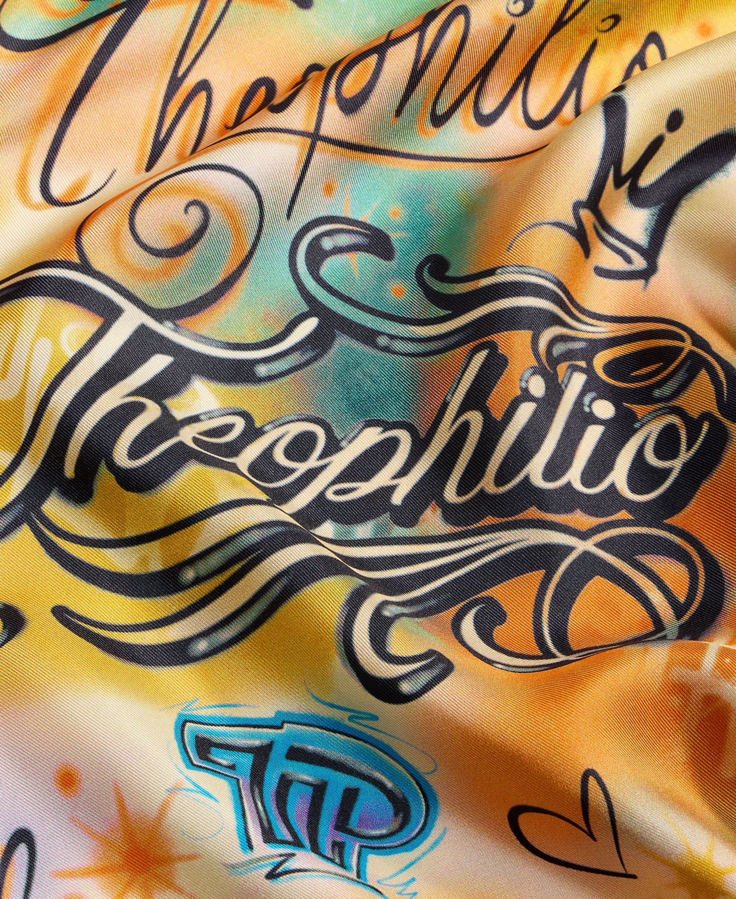 Women's Silk Graffiti Print Square Scarf
